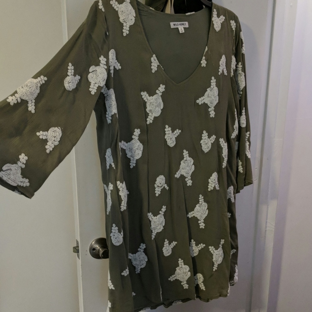 Green and white swing dress